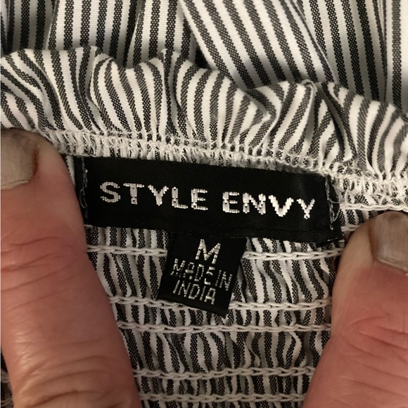 Style Envy striped smocked embroidered off the shoulder crop top - Picture 6 of 9